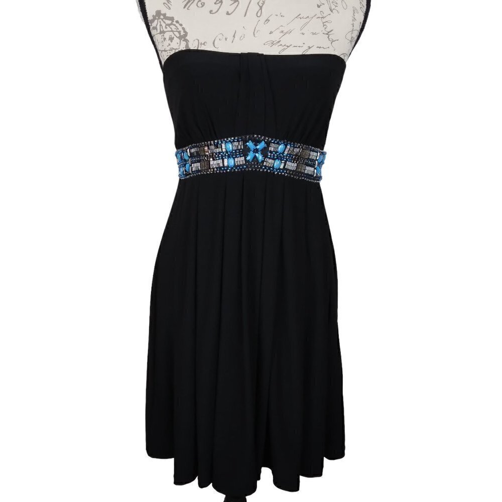 WHBM | Strapless Beaded Shirred Gathered Stretch Knit Dress | Size 2